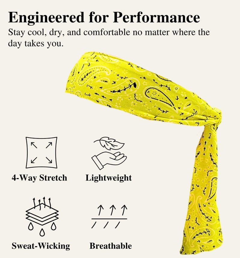 MD Style Tie Bandana Headband for Men and Women Hair Accessorries Paisley and Solid Color Sweat Band for Sports Workout Hairband - Image 5